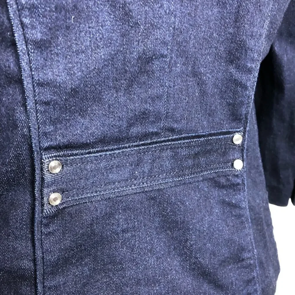 WHBM dark blue denim blazer jacket size 4